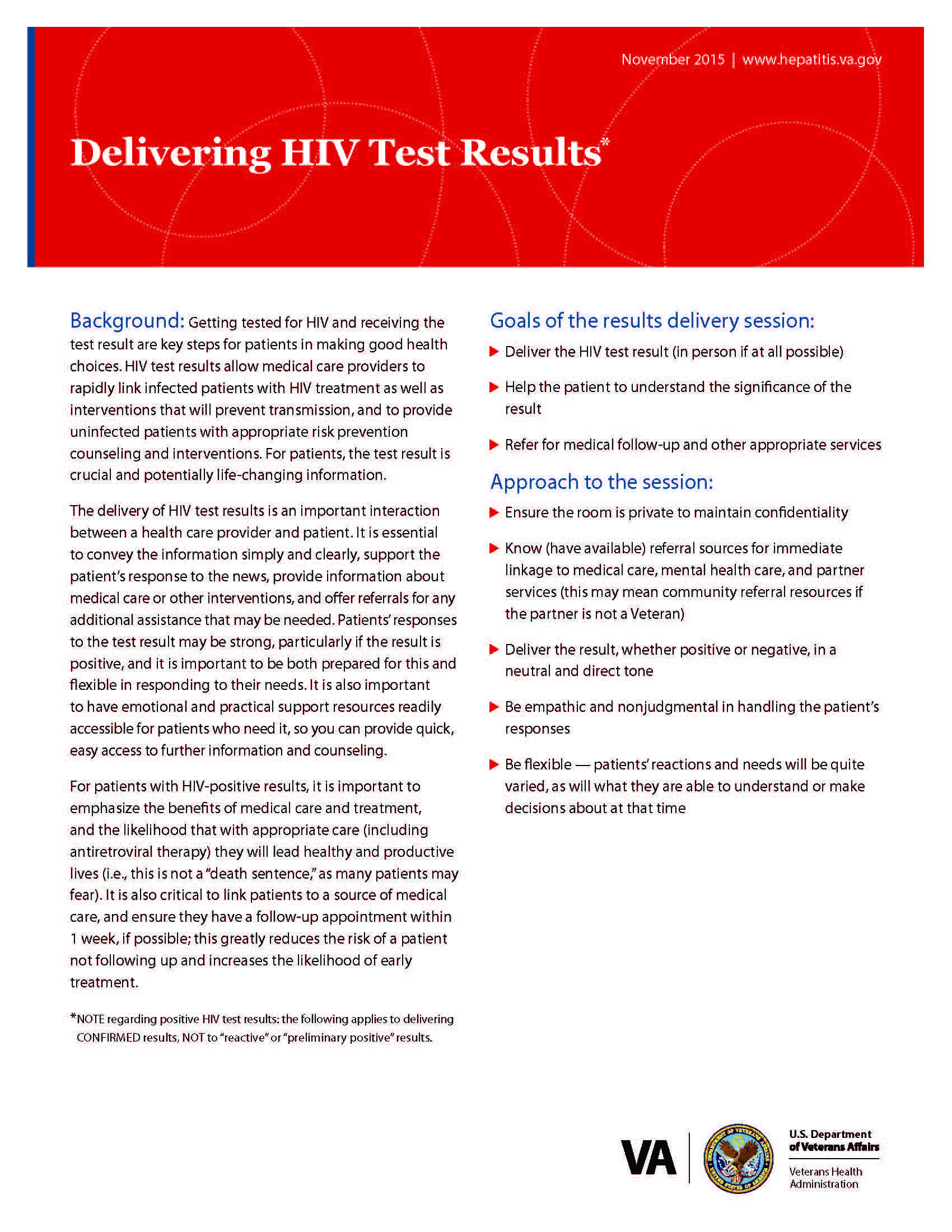 Delivering HIV Test Results